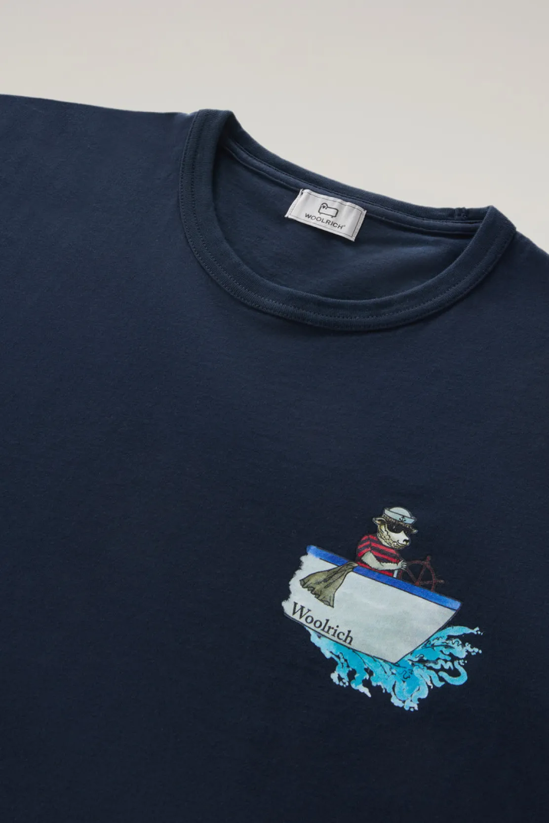 T-shirt>Woolrich T-shirt In Puro Cotone Con Stampa Grafica Melton Blue
