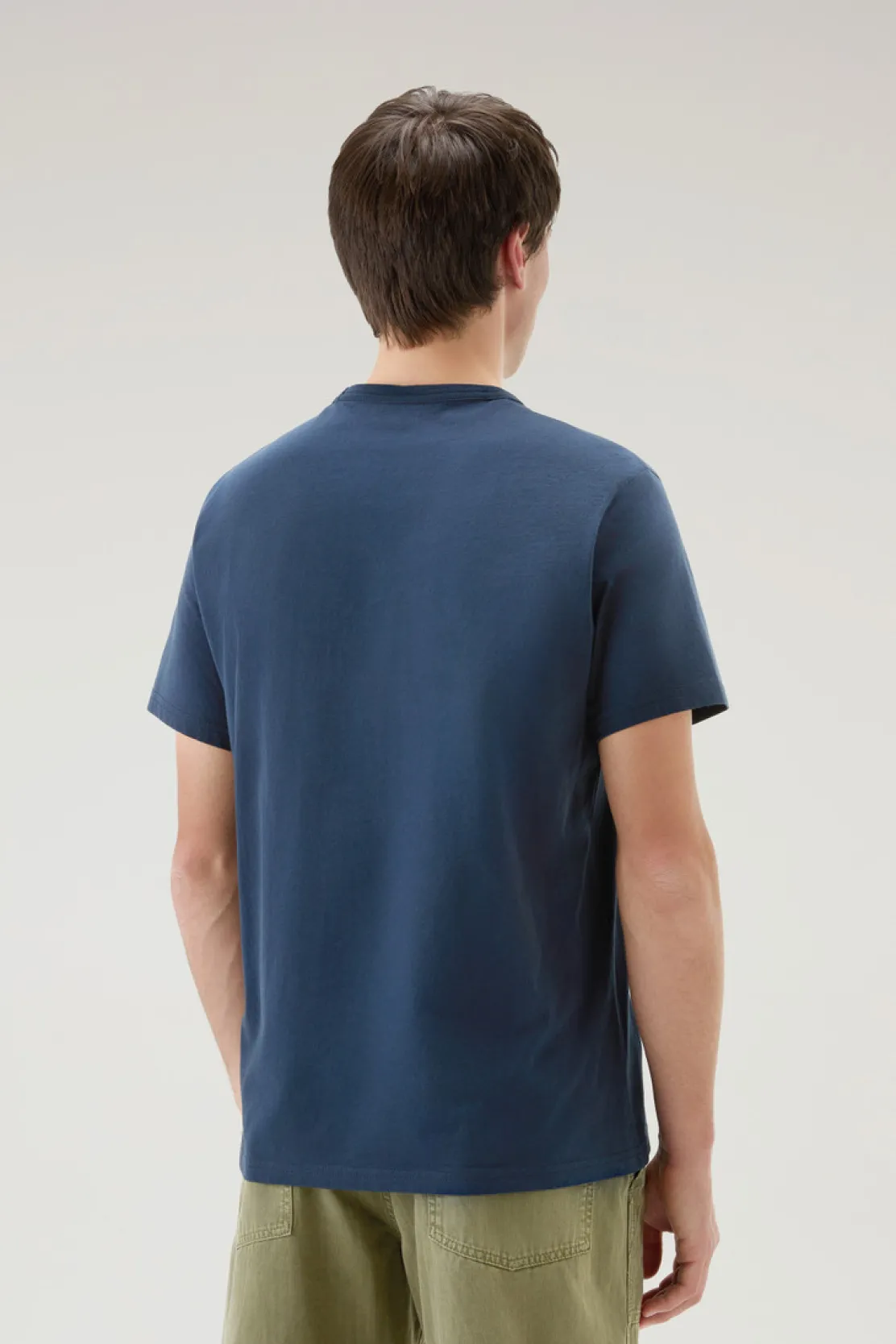 T-shirt>Woolrich T-shirt Sheep In Puro Cotone Melton Blue