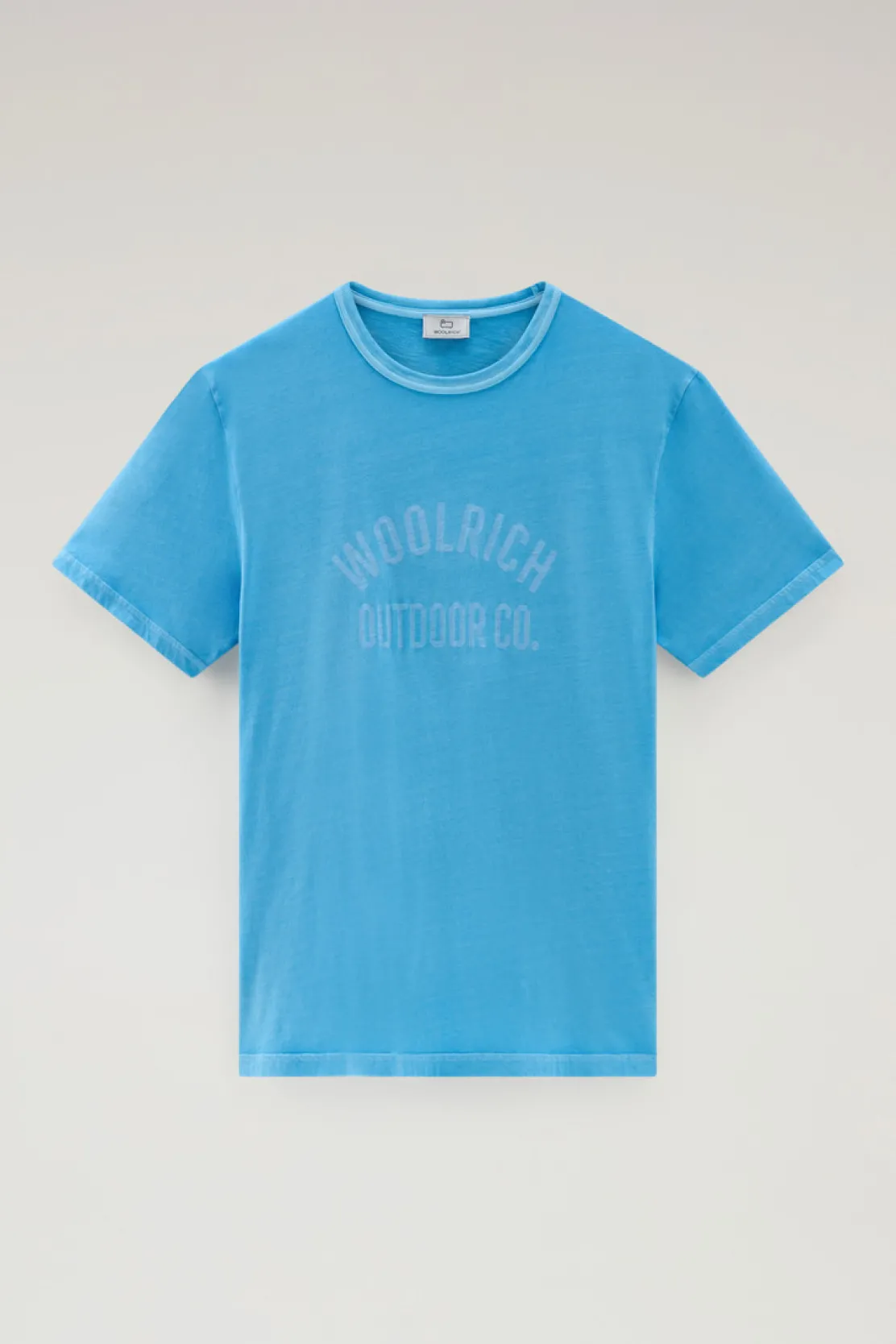 T-shirt>Woolrich T-shirt Tinta In Capo In Puro Cotone Con Stampa Alaskan Blue