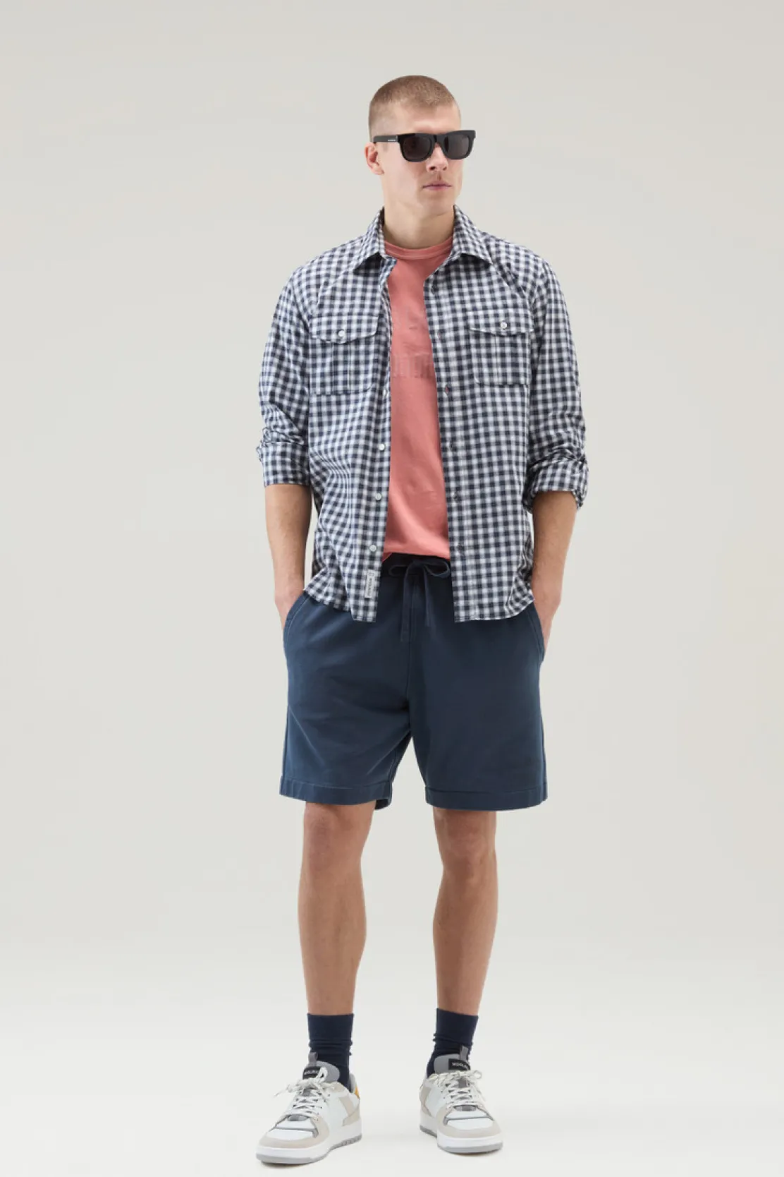 T-shirt>Woolrich T-shirt Tinta In Capo In Puro Cotone Con Stampa Coral Sand