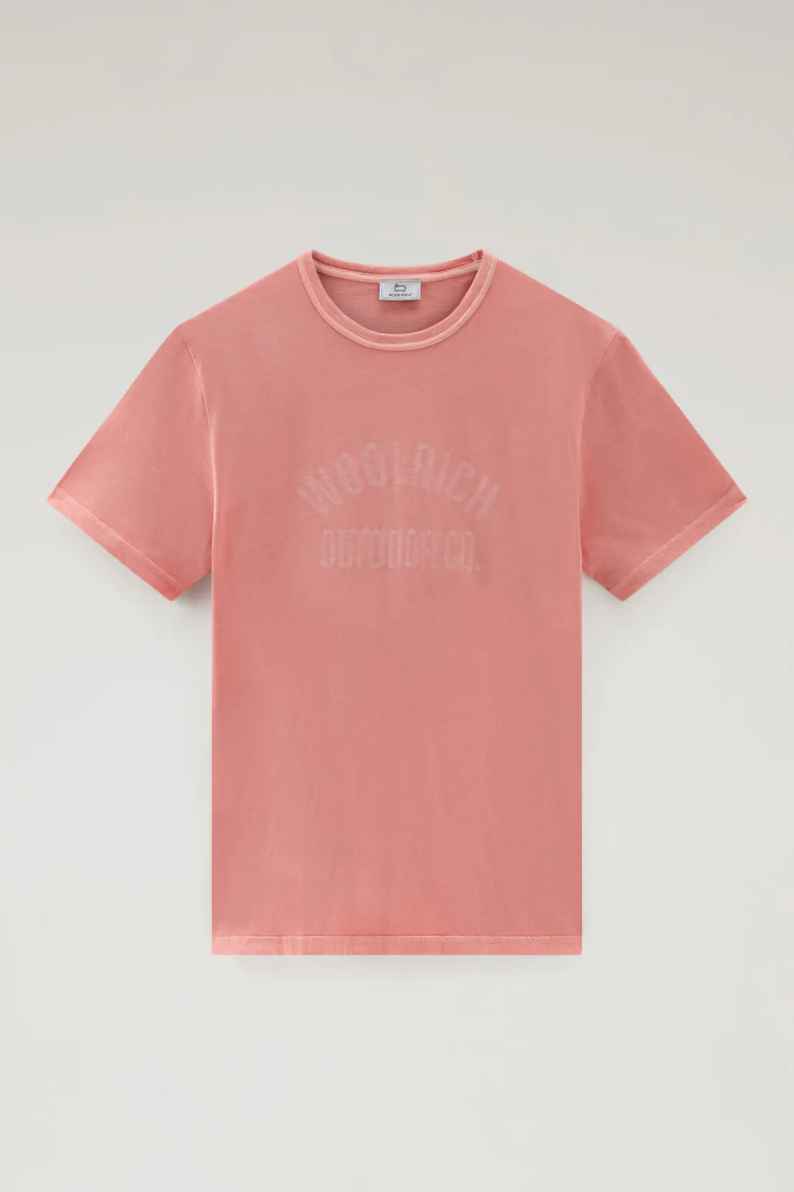 T-shirt>Woolrich T-shirt Tinta In Capo In Puro Cotone Con Stampa Coral Sand