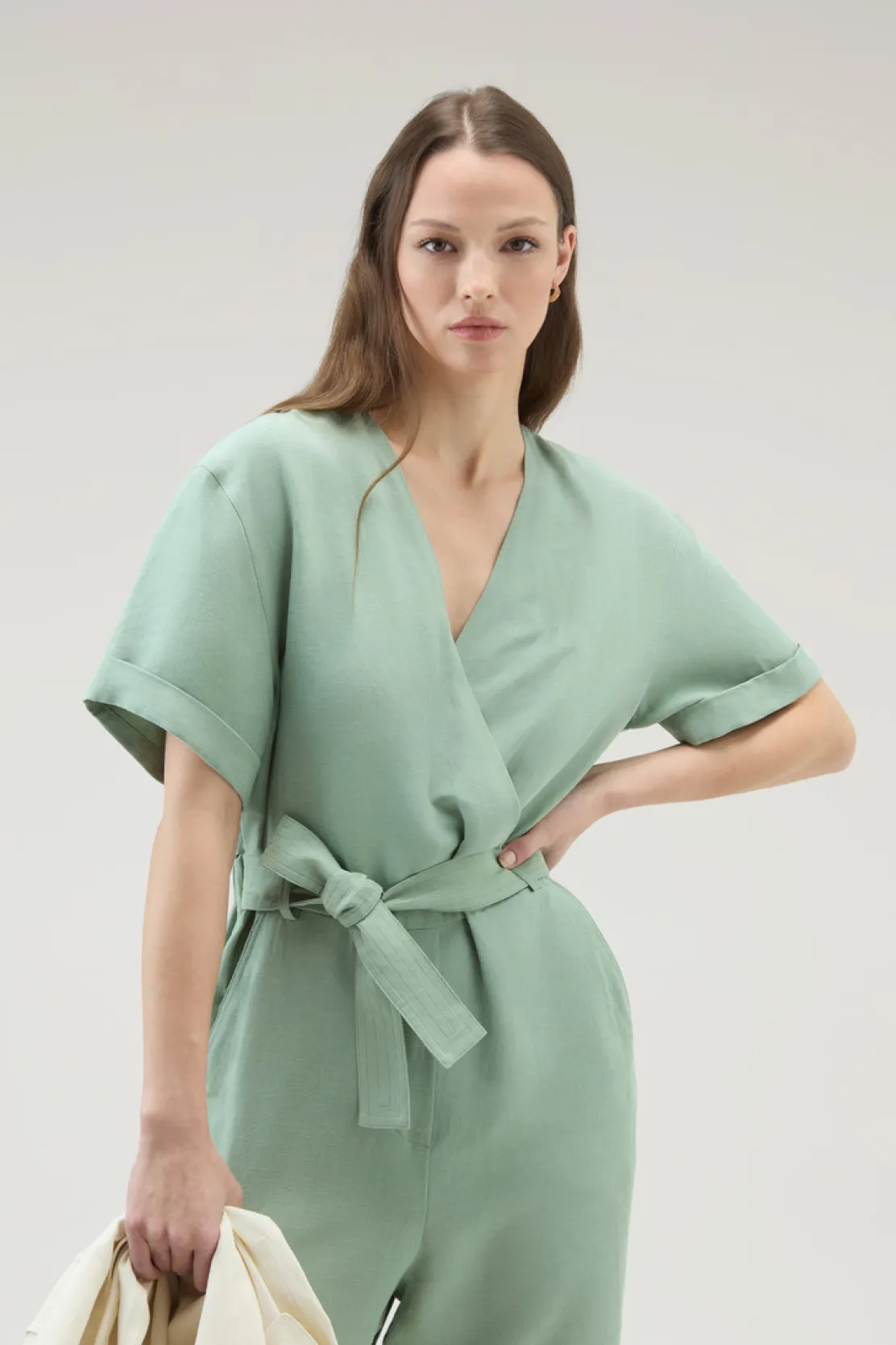 Vestiti e gonne>Woolrich Tuta In Misto Lino Sage