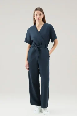 Vestiti e gonne>Woolrich Tuta In Misto Lino Melton Blue