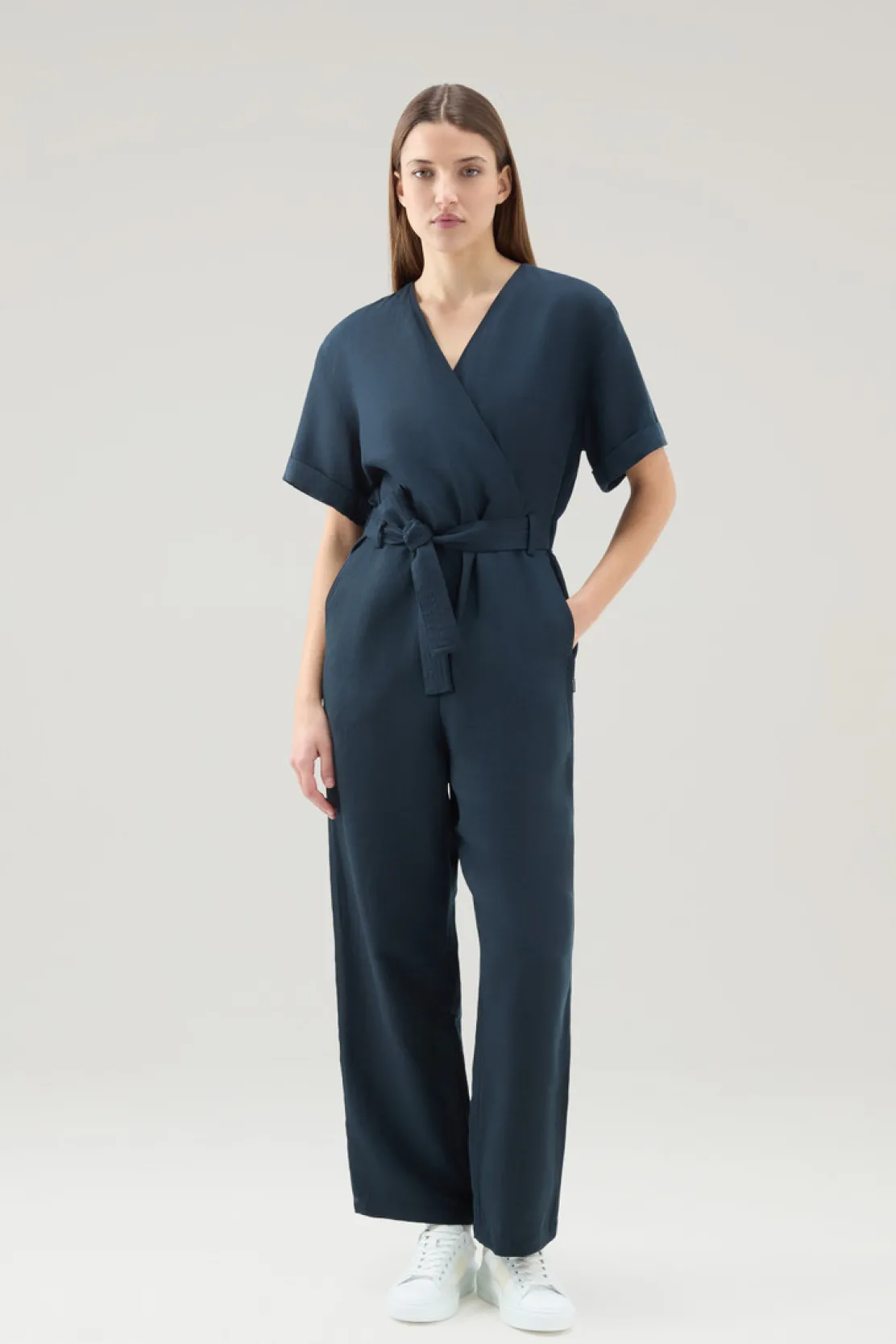Vestiti e gonne>Woolrich Tuta In Misto Lino Melton Blue