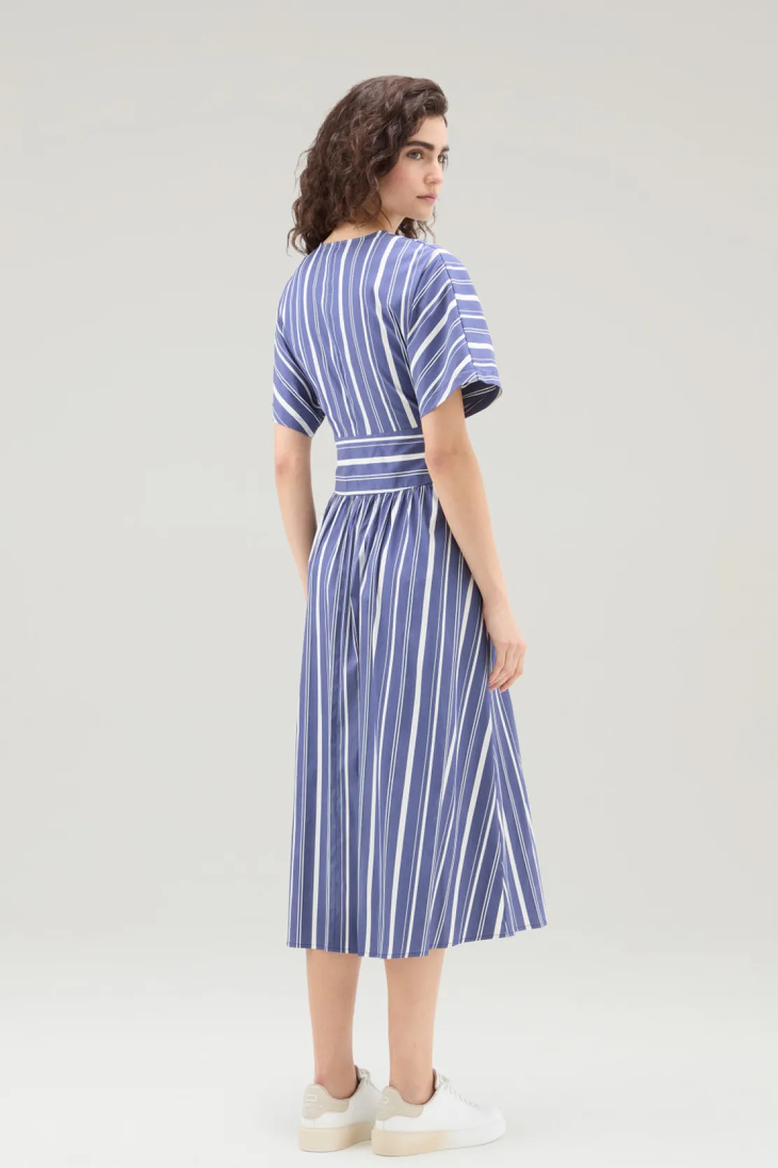 Vestiti e gonne>Woolrich Vestito A Righe In Popeline Di Misto Cotone Twilight Blue Stripe