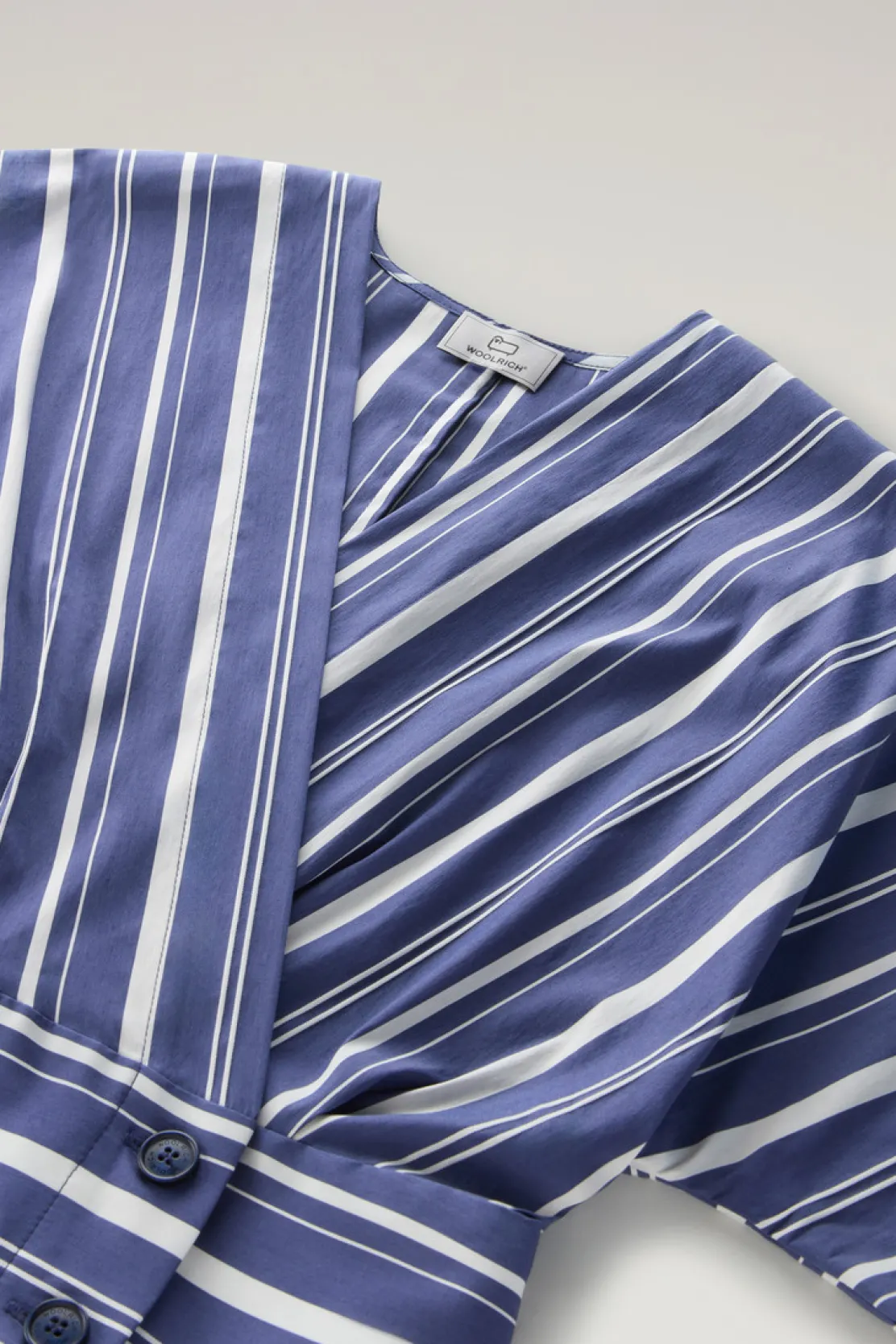 Vestiti e gonne>Woolrich Vestito A Righe In Popeline Di Misto Cotone Twilight Blue Stripe