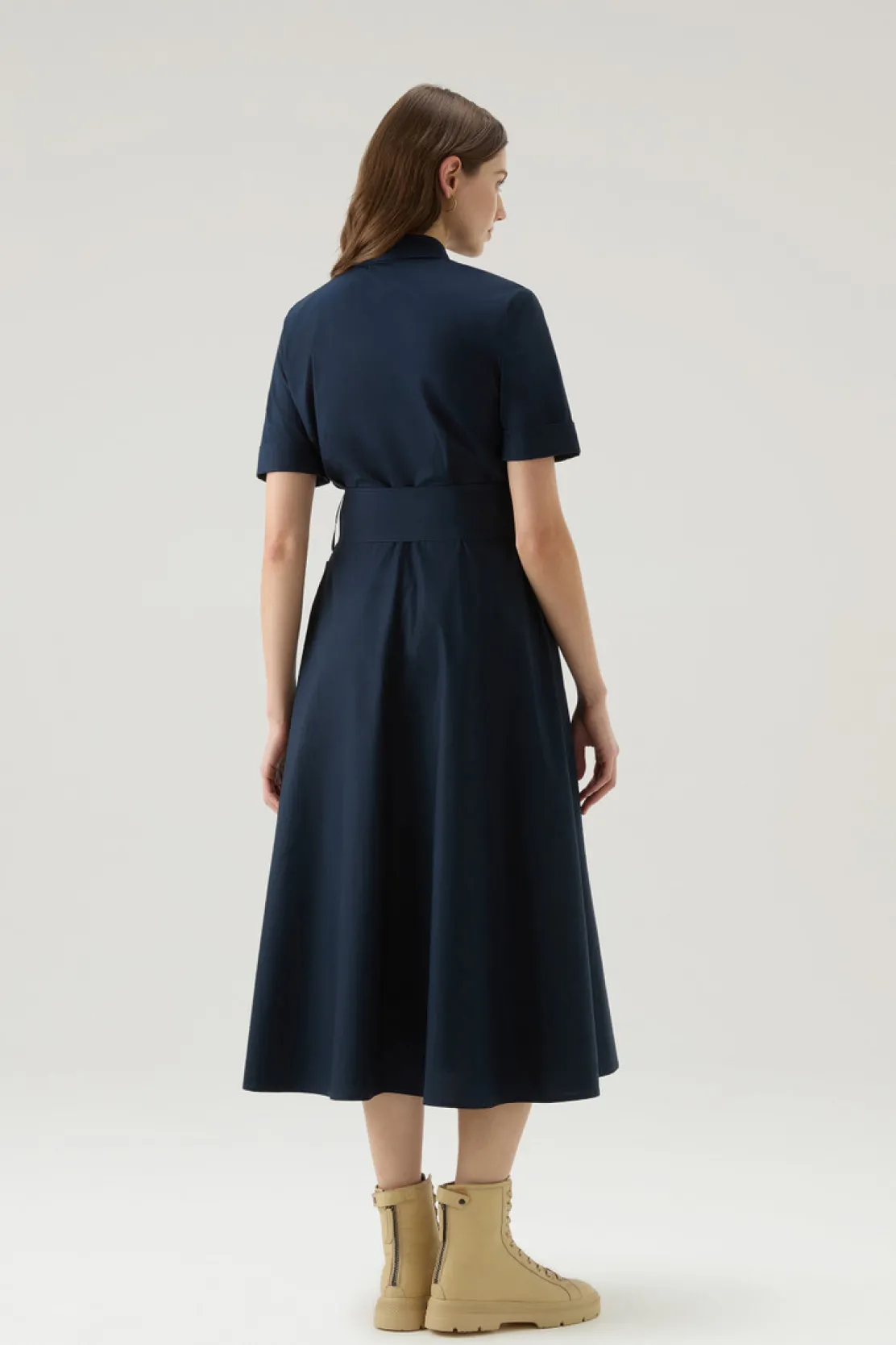 Vestiti e gonne>Woolrich Vestito Chemisier In Popeline Di Puro Cotone Melton Blue