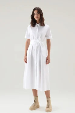 Vestiti e gonne>Woolrich Vestito Chemisier In Popeline Di Puro Cotone Bright White