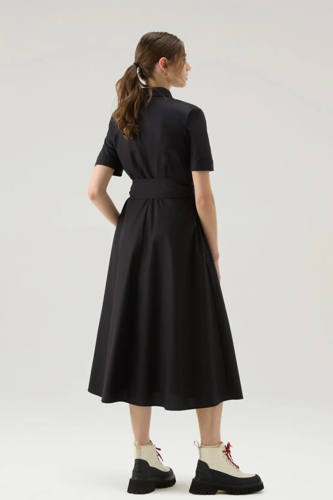 Vestiti e gonne>Woolrich Vestito Chemisier In Popeline Di Puro Cotone Black