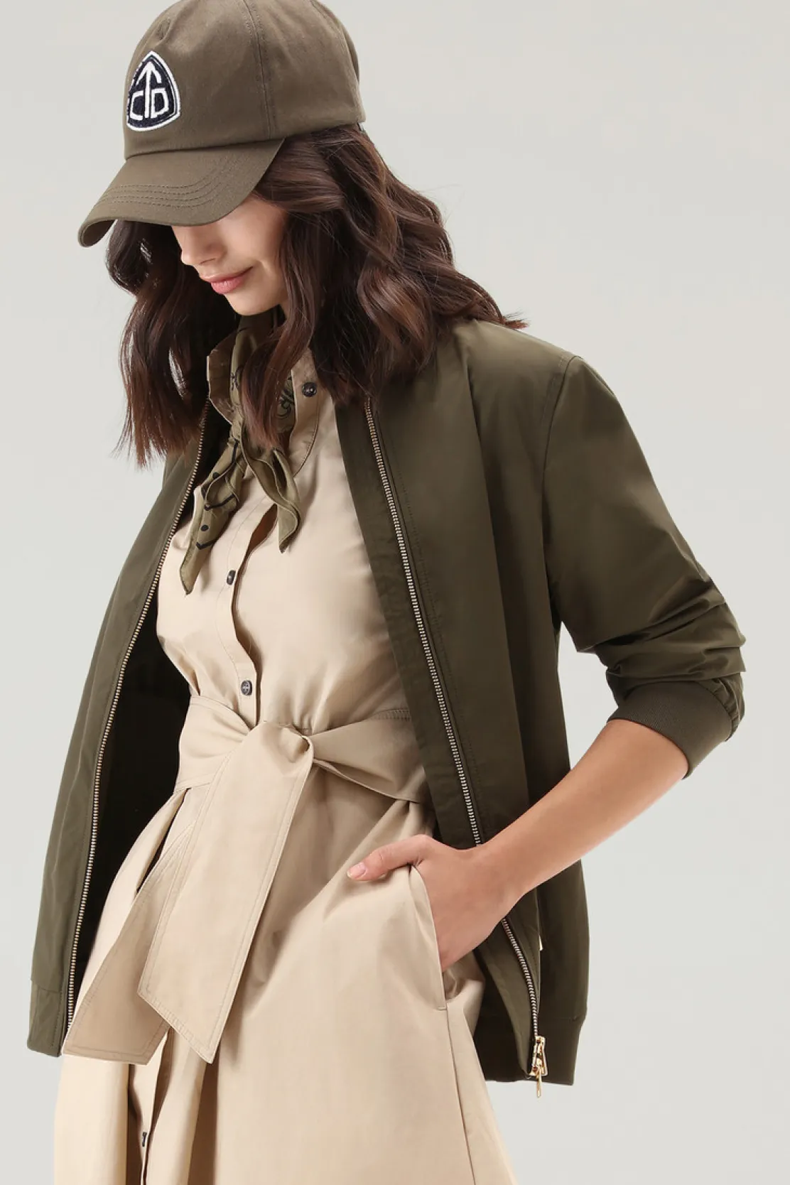 Vestiti e gonne>Woolrich Vestito Chemisier In Popeline Di Puro Cotone Feather Beige