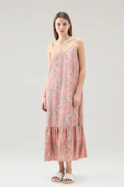 Vestiti e gonne>Woolrich Vestito Con Stampa Tropical Coral Sand Flower