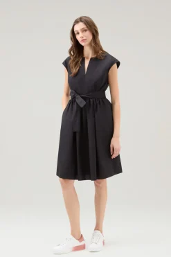 Vestiti e gonne>Woolrich Vestito Corto In Popeline Di Puro Cotone Black