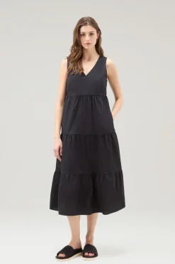 Vestiti e gonne>Woolrich Vestito In Popeline Di Puro Cotone Black