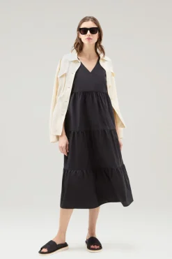 Vestiti e gonne>Woolrich Vestito In Popeline Di Puro Cotone Black