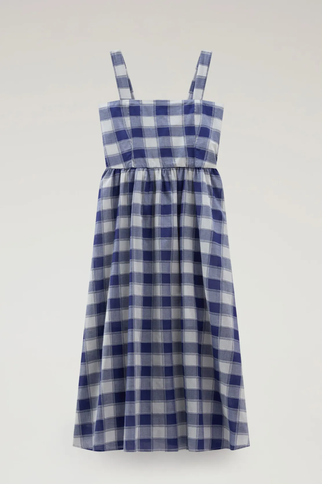 Vestiti e gonne>Woolrich Vestito Lungo In Voile Di Puro Cotone A Quadri Blue Buffalo