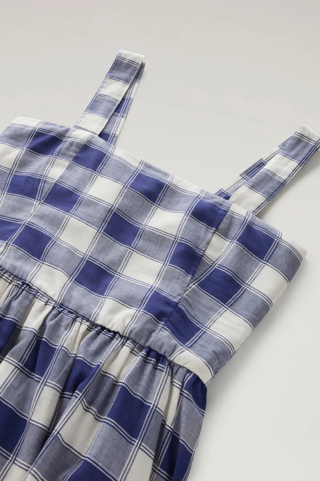Vestiti e gonne>Woolrich Vestito Lungo In Voile Di Puro Cotone A Quadri Blue Buffalo