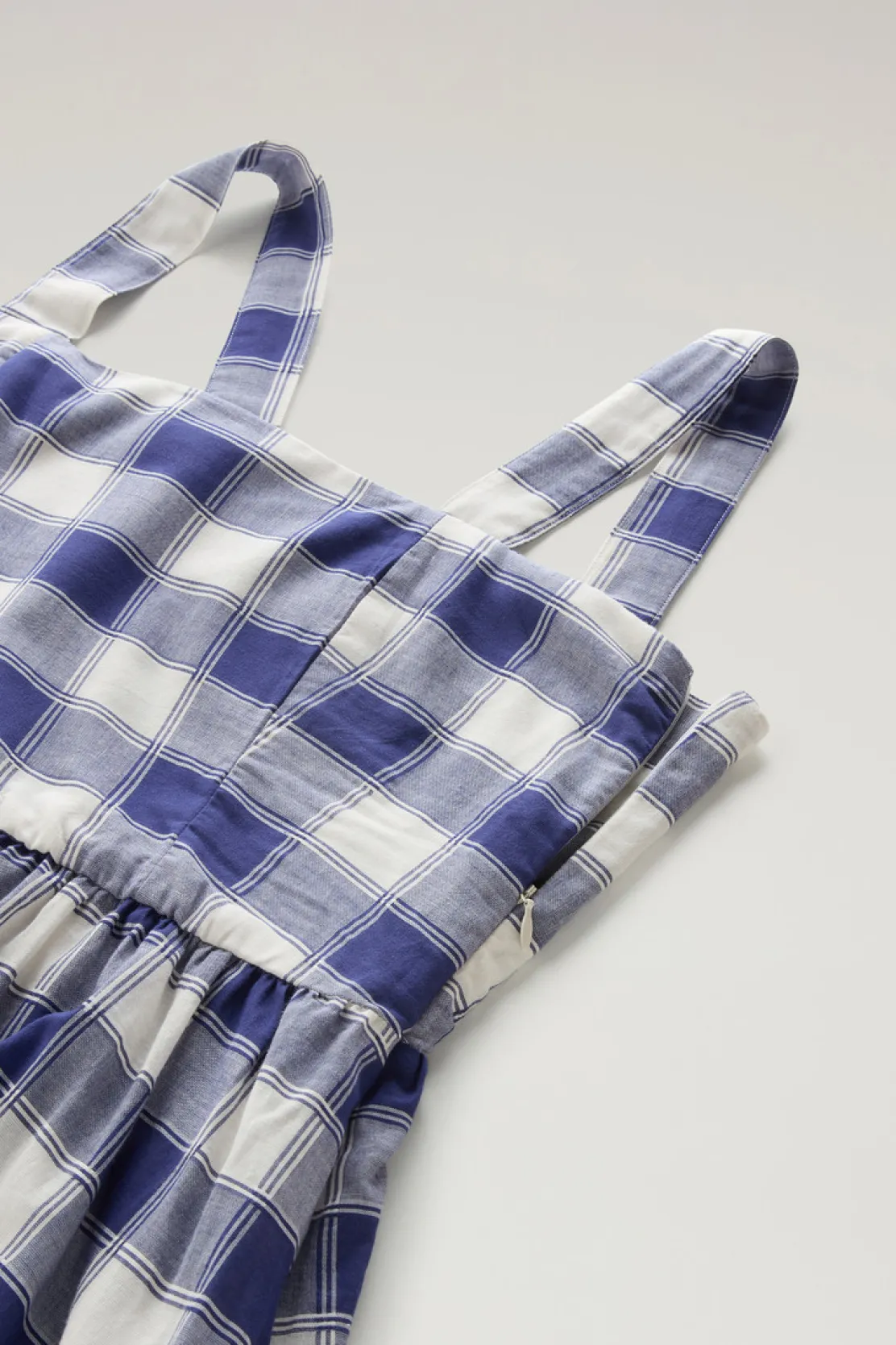 Vestiti e gonne>Woolrich Vestito Lungo In Voile Di Puro Cotone A Quadri Blue Buffalo